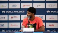 Qatari hurdler
Abderrahman Samba
speaks during a press
conference held in
Doha yesterday.