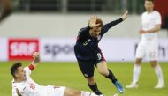 Switzerland's Granit Xhaka in action with Joshua Sargent of the US. (REUTERS/Arnd Wiegmann)