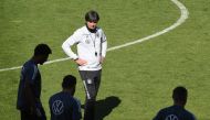 Germany coach Joachim Loew during training REUTERS/Angelika Warmuth