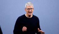 FILE PHOTO: CEO Tim Cook speaks at an Apple event at the company's headquarters in Cupertino, California, U.S. September 10, 2019. REUTERS/Stephen Lam/File Photo
