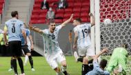 Argentina's Guido Rodriguez celebrates scoring their first goal REUTERS/Henry Romero