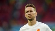 June 21, 2021 Netherlands' Luuk de Jong during the warm up before the match Pool via REUTERS/Peter Dejong