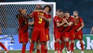 Soccer Football - Euro 2020 - Round of 16 - Belgium v Portugal - La Cartuja Stadium, Seville, Spain - June 27, 2021 Belgium's players celebrate after the match Pool via REUTERS/Marcelo Del Pozo
