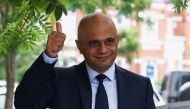Britain's new Health Secretary Sajid Javid gestures, as he leaves his home in London, Britain June 27, 2021. REUTERS/Henry Nicholls
