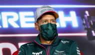 July 1, 2021 Aston Martin's Sebastian Vettel during the press conference FIA/Handout via REUTERS
