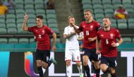 Czech Republic's Patrik Schick celebrates scoring their first goal Pool via REUTERS/Tolga Bozoglu