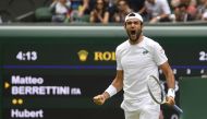July 9, 2021 Itay's Matteo Berrettini celebrates winning his semi final match against Poland's Hubert Hurkacz REUTERS/Toby Melville