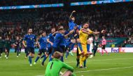 Soccer Football - Euro 2020 - Final - Italy v England - Wembley Stadium, London, Britain - July 11, 2021 Italy's Gianluigi Donnarumma celebrates winning Euro 2020 with teammates Pool via REUTERS/Laurence Griffiths
