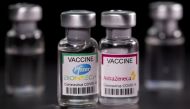 Vials with Pfizer-BioNTech and AstraZeneca coronavirus disease (COVID-19) vaccine labels are seen in this illustration picture taken March 19, 2021. REUTERS/Dado Ruvic/Illustration/File Photo