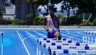 World Championships 400m hurdles bronze medallist Abderrahman Samba in action during a training session in Takasaki, Tokyo, yesterday. 