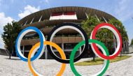 Tokyo 2020 Olympics Preview - Tokyo, Japan - July 20, 2021 General view of the Olympic rings outside The National Stadium, the main venue of the Tokyo 2020 Olympic Games REUTERS/Kim Kyung-Hoon
