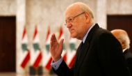 Leading businessman Najib Mikati gestures at the presidential palace in Baabda, Lebanon July 26, 2021. Reuters/Mohamed Azakir