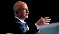 FILE PHOTO: Jeff Bezos, founder of Blue Origin and CEO of Amazon, speaks about the future plans of Blue Origin during an address to attendees at Access Intelligence's SATELLITE 2017 conference in Washington, U.S., March 7, 2017. REUTERS/Joshua Roberts/Fil
