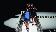 Qatar players and officials arriving in Austin, Texas, yesterday, ahead of their Concacaf Gold Cup semi-final against USA.