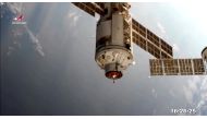 The Nauka (Science) Multipurpose Laboratory Module is seen during its docking to the International Space Station (ISS) on July 29, 2021 in this still image taken from video. Roscosmos/Handout via REUTERS