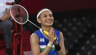 Tai Tzu-Ying of Taiwan celebrates winning the match against P V Sindhu of India. (Reuters/Leonhard Foeger)