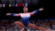 Simone Biles of the United States in action on the balance beam REUTERS/Mike Blake