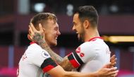 November 1, 2020 Southampton's James Ward-Prowse celebrates scoring their second goal with teammate Danny Ings Pool via REUTERS/Gareth Copley/File Photo 