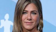 Jennifer Aniston poses backstage with her Outstanding Performance by a Female Actor in a Drama Series for 