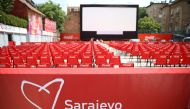 A logo of Sarajevo Film Festival is pictured at Open Air Cinema in Sarajevo, Bosnia and Herzegovina, August 9, 2021 REUTERS/Dado Ruvic