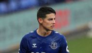 May 16, 2021 Everton's James Rodriguez reacts Pool via REUTERS/Peter Byrne