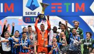 FILE PHOTO: Inter Milan celebrate with the trophy after winning Serie A at the San Siro, Milan, Italy, May 23, 2021 REUTERS/Massimo Pinca/File Photo
