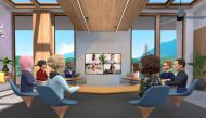 Facebook's test of its new Horizon Workrooms remote-working app for its virtual reality Oculus Quest 2 headsets is shown in this handout image obtained by Reuters. Facebook/Handout via Reuters 