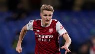 May 12, 2021 Arsenal's Martin Odegaard during the match Pool via REUTERS/Adam Davy