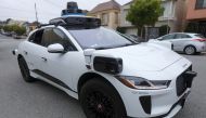 A Waymo Jaguar I-Pace SUV is seen driving on a road in San Francisco, California, U.S. on August 20, 2021. Picture taken August 20, 2021. REUTERS/Nathan Frandino
