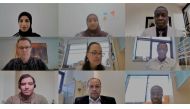 Qatar University's College of Pharmacy officials holding an online orientation session.