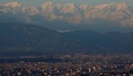 Mountains are pictured above the portion of Kathmandu Valley as pollution level drops on the forty-second day of the lockdown imposed by the government amid concerns about the spread of the coronavirus disease (COVID-19) outbreak, in Kathmandu, Nepal May 