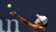 Ashleigh Barty of Australia serves against Clara Tauson of Denmark in a second round match on day four of the 2021 U.S. Open tennis tournament at USTA Billie Jean King National Tennis Center. Mandatory Credit: Jerry Lai-USA TODAY Sports