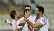 Soccer Football - World Cup - UEFA Qualifiers - Group B - Kosovo v Spain - Fadil Vokrri Stadium, Pristina, Kosovo - September 8, 2021 Spain's Ferran Torres celebrates scoring their second goal with teammates REUTERS/Laura Hasani
