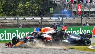 Red Bull's Max Verstappen and Mercedes' Lewis Hamilton crash out of the race REUTERS/Jennifer Lorenzini TPX IMAGES OF THE DAY
