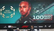 Mercedes' Lewis Hamilton is interviewed after winning his 100th race REUTERS/Anton Vaganov