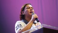 Sara Duterte, Davao City Mayor and daughter of Philippine President Rodrigo Duterte, delivers a speech during a senatorial campaign caravan for Hugpong Ng Pagbabago (HNP) in Davao City, southern Philippines on May 9, 2019. HNP is a regional political part