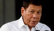 Philippine President Rodrigo Duterte speaks at Villamor Air Base in Pasay, Metro Manila, Philippines, February 28, 2021. REUTERS/Eloisa Lopez/File Photo