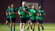 Al Arabi players during a training session ahead of the match.