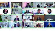 Minister of State for Energy Affairs, President and CEO of Qatar Petroleum, H E Saad Sherida Al Kaabi with energy ministers from Asia and other dignitaries during the First Asia Green Growth Partnership Ministerial Meeting held virtually.