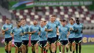 Australian players in action during a training session at the Khalifa International Stadium in Doha in this file photo.