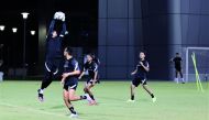 Qatar U-23 players during a training session in Doha.