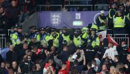 General view as Police clash with Hungary fans during the match Action Images via Reuters/Carl Recine
