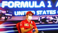 Ferrari's Charles Leclerc during the press conference FIA/Handout via REUTERS