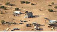 An aerial view of the film set on Bonanza Creek Ranch where Hollywood actor Alec Baldwin fatally shot cinematographer Halyna Hutchins and wounded a director when he discharged a prop gun on the movie set of the film 