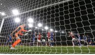 Arsenal's Calum Chambers scores their first goal Action Images via Reuters/Matthew Childs