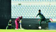 Qatar's Imal Liyanage bats during yesterday's match.
