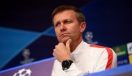 RB Leipzig coach Jesse Marsch during the press conference REUTERS/Annegret Hilse