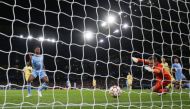 Manchester City's Raheem Sterling scores their third goal Action Images via Reuters/Jason Cairnduff
