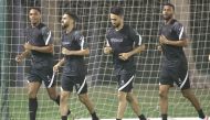 Qatar players in action during yesterday's practice session.