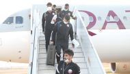 Qatar players arrive in Baku.